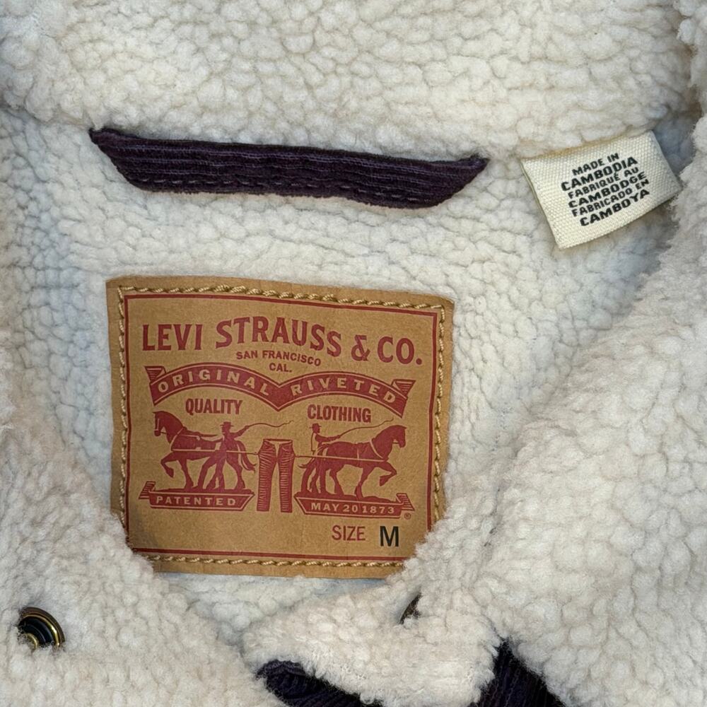 Levi's Barn Jacket Women M Purple Corduroy Sherpa Lined 36136-0047 - Picture 3 of 8